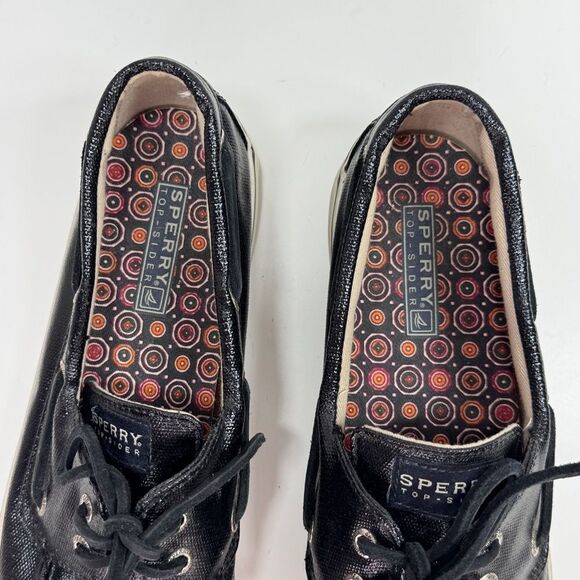 Sperry Topsider Coated Canvas Boat Deck Shoes Black Womens 9 - Picture 9 of 11